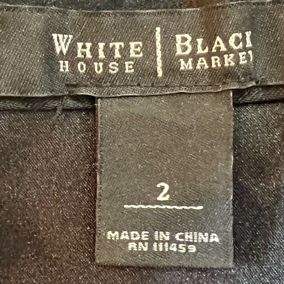 WHBM Strapless Cocktail Dress Size 2 Black Satin Gold Embroidered Sheath Fitted - Picture 7 of 16